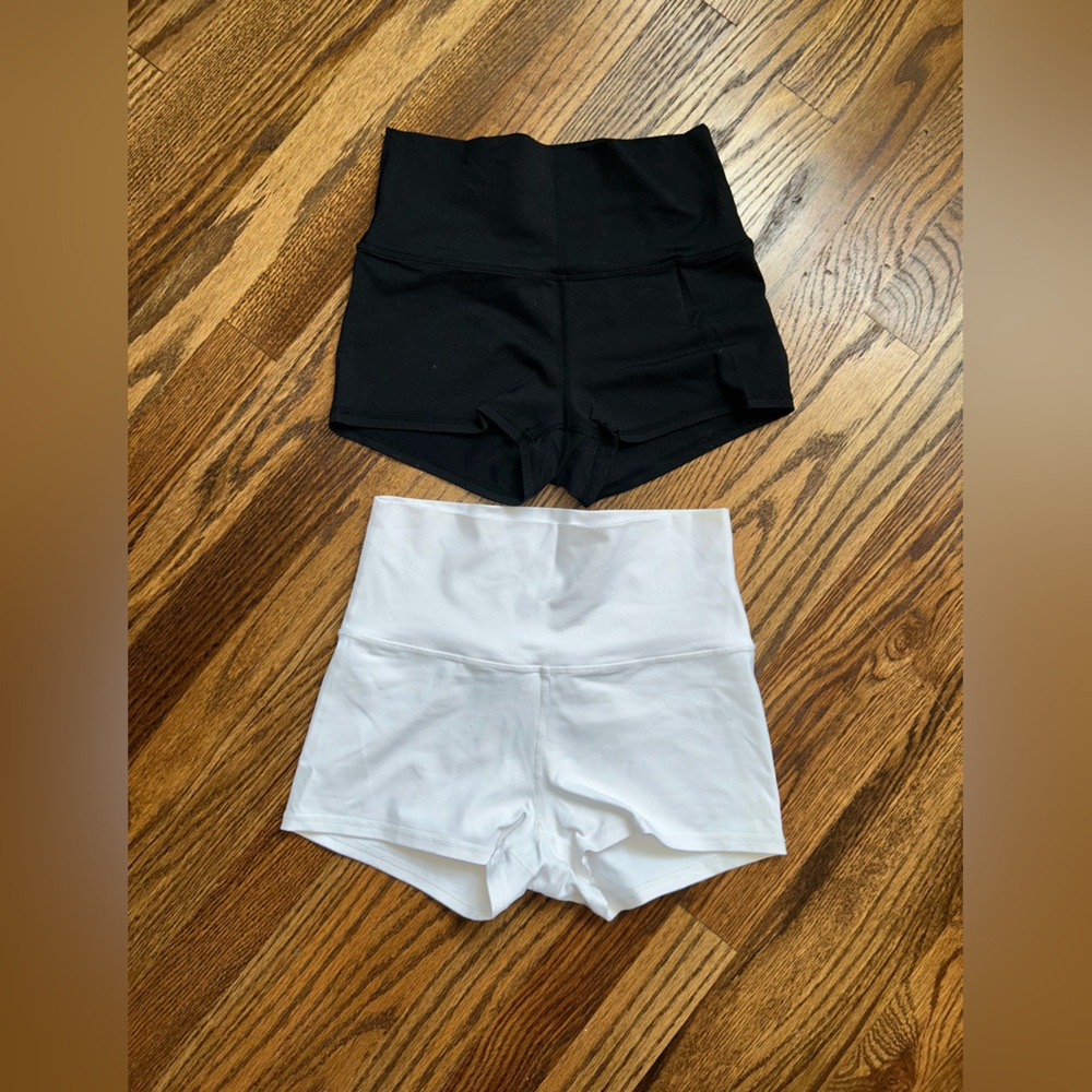 High-Waisted Black and White Athletic Shorts for Women